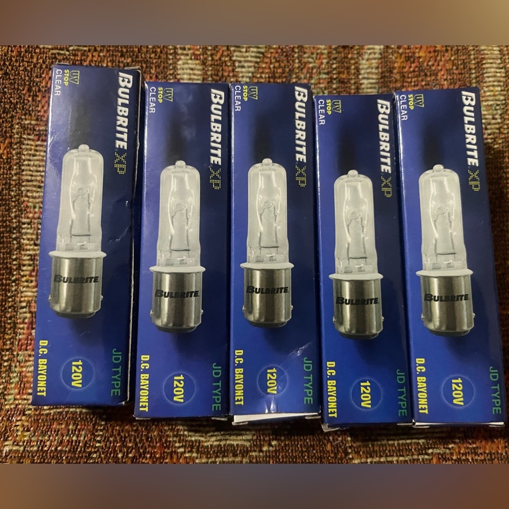 Lot of 5 Bulbrite XP 75w Halogen Bulbs Q75CL/DC 613076 JD Type D.C. Bayonet NEW